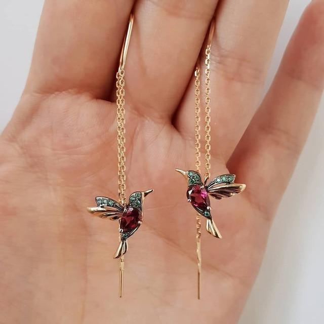 ハチドリ エナメル & ジルコニア ピアス